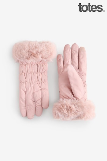 Totes Pink Ladies Isotoner Water Repellent Gloves with Smartouch (AM9018) | £20