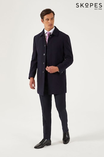 Skopes Navy Blue Tailored Fit Aldgate Overcoat (AM9378) | £199