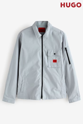 HUGO Grey Cotton Zip-Up Overshirt (AM9397) | £129