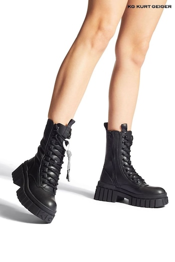 KG Kurt Geiger Tegan Lace Up2 Black Boots (AN1181) | £129