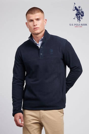 U.S. Polo Assn. Blue Mens Double Horsemen Polar Fleece Funnel Neck Sweatshirt (AN1597) | £75