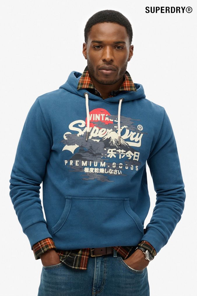Buy Men s Graphic Hoodies Blue Online Next UK