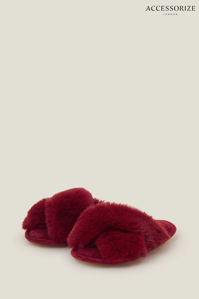 Red fur mules clearance