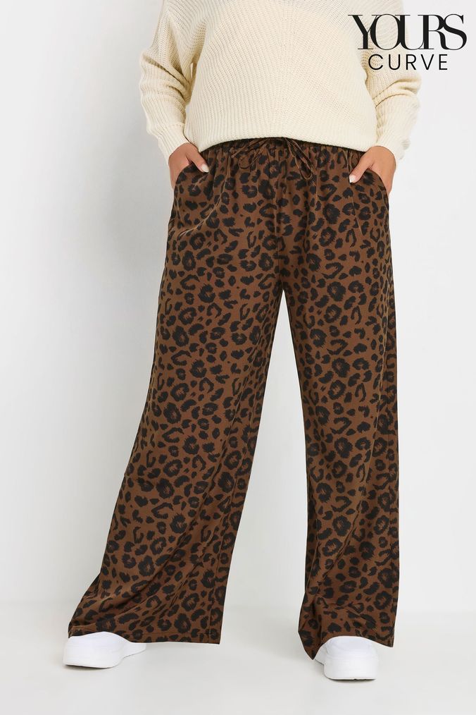 Animal Print Trousers Wide Cropped Trousers Next
