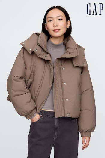 Gap Brown Cropped Duvet Wrap Puffer Jacket (AN3614) | £95