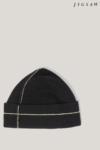 Jigsaw Black Contrast Stitch Beanie (AN3695) | £45