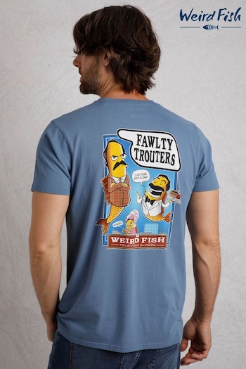 Weird Fish Blue Fawlty Trouters Heritage Wash Artist 100% Cotton T-Shirt (AN3793) | £28