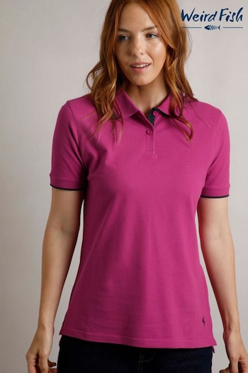 Weird Fish Pink Pammie Pique 100% Cotton Polo Shirt (AN3850) | £35