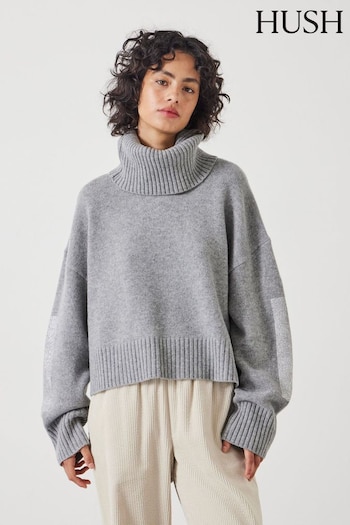 Hush Grey Livvy Merino Wool Detachable Roll Neck Jumper (AN4893) | £150