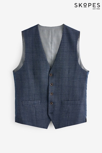 Skopes Blue Tailored Fit Jeremiah Checked Waistcoat (AN5636) | £49