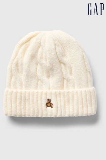 Gap White CashSoft Brannan Bear Cable-Knit Beanie (Newborn-3yrs) (AN5743) | £14