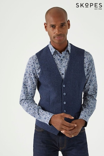 Skopes Blue Single Breasted Tweed Effect Newsam Waistcoat (AN6004) | £49