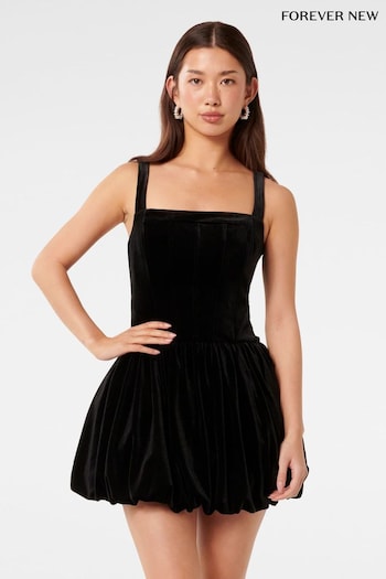 Forever New Black Eleri Corset Bubble Hem Mini Dress (AN6033) | £110