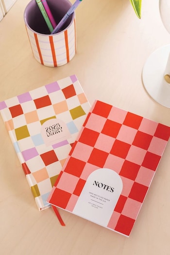 Good Tuesday Checks, Peach and Cherry Notebook and 2025 Diary (AN6906) | £31