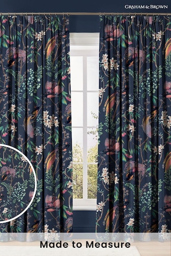 Graham & Brown Night Blue Clavering Birds Made to Measure Curtains (AN7182) | £119