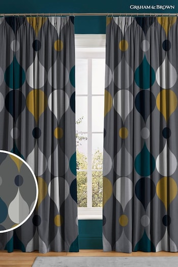 Graham & Brown Slate Grey Coronation Craze Made to Measure Curtains (AN7187) | £119