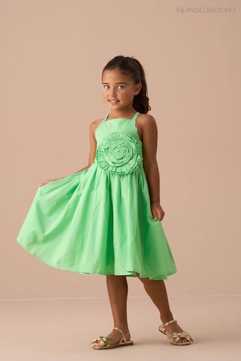 Angel & Rocket Green Alegra Corsage Scallop 100% Cotton Dress (AN7646) | £34 - £38