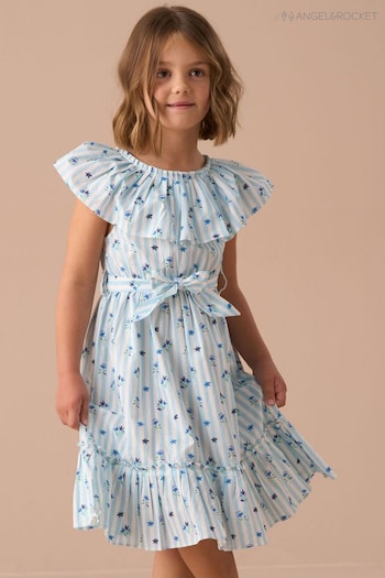 Angel & Rocket Blue Flori Pleated Collar 100% Cotton Dress (AN7722) | £28 - £35