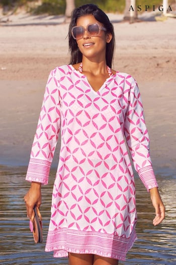 Aspiga Pink 100% Cotton Guadalupe Short Tunic Top (AN9140) | £65