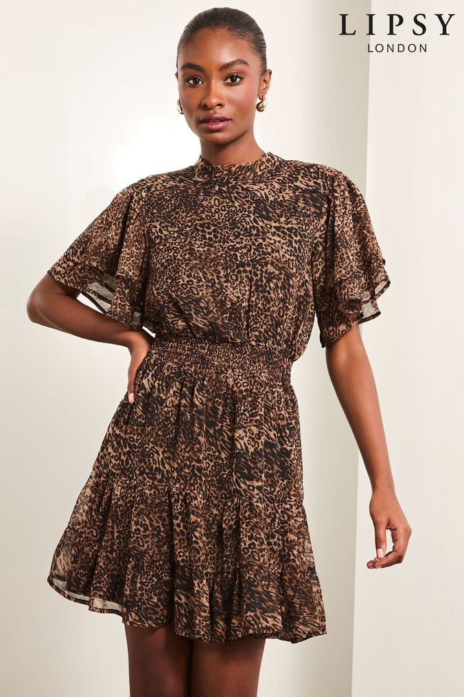 Lipsy leopard print wrap dress best sale
