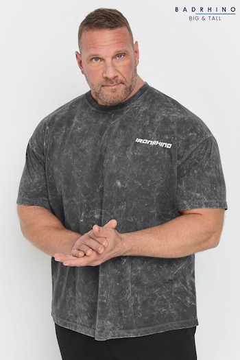 BadRhino Big & Tall Grey 'Ironrhino Sport' Acid Wash T-Shirt (AP3980) | £39