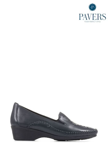 Pavers Blue Leather Slip On Shoes (AP4177) | £38