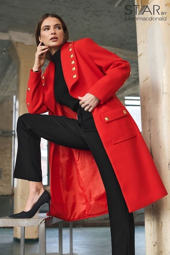 Star by Julien MacDonald Red Studded Collar Detail Coat (AP4287) | £124