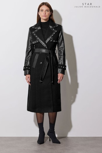 Star by Julien MacDonald Black Studded PU Detail Coat (AP4292) | £124