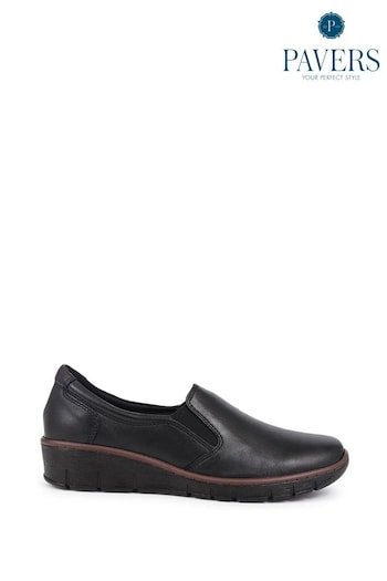 Pavers Black Slip-On Casual Shoes (AP4496) | £48