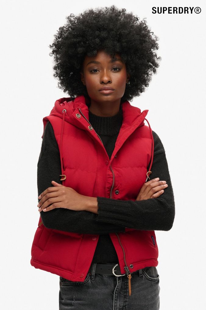 Red hooded vest shop