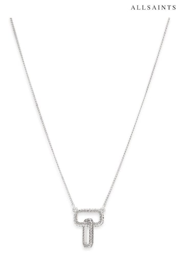 AllSaints Silver Tone Pave Link Pendant Necklace (AP4977) | £35