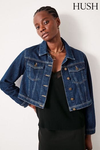 Hush Blue Ciara Cropped 100% Cotton Denim Jacket (AP5391) | £55