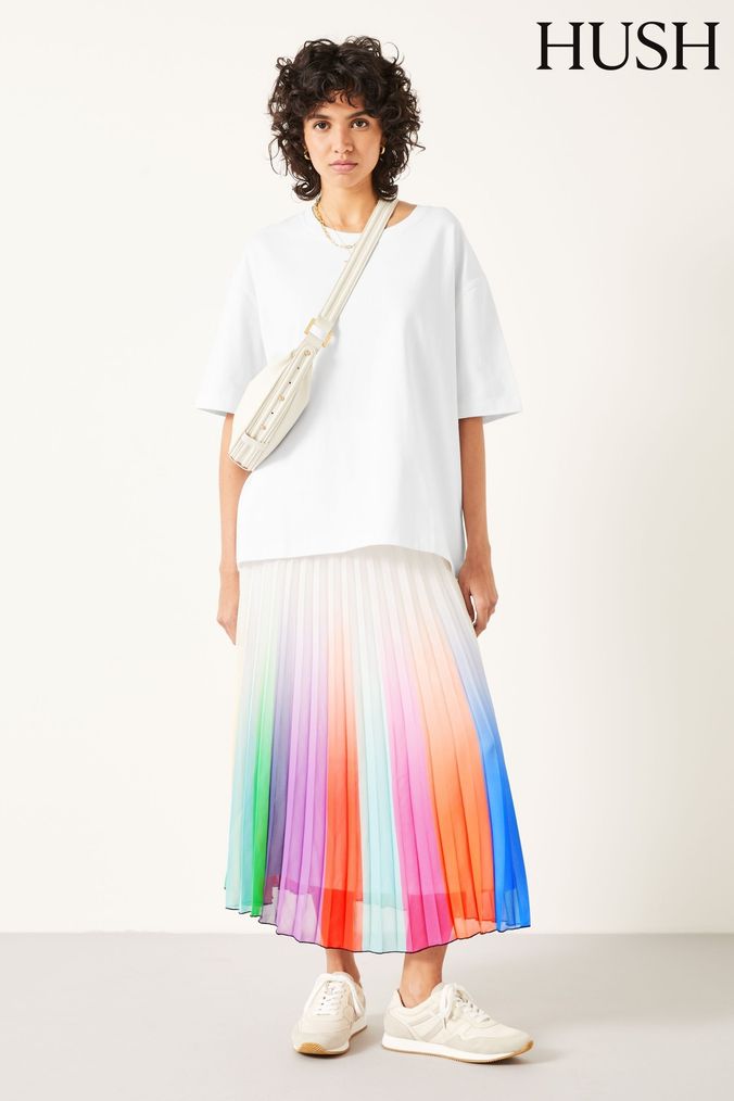 White pleated maxi skirt uk outlet