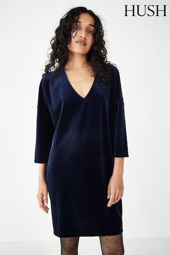 Hush Blue Iris Velvet Mini Dress (AP5458) | £40