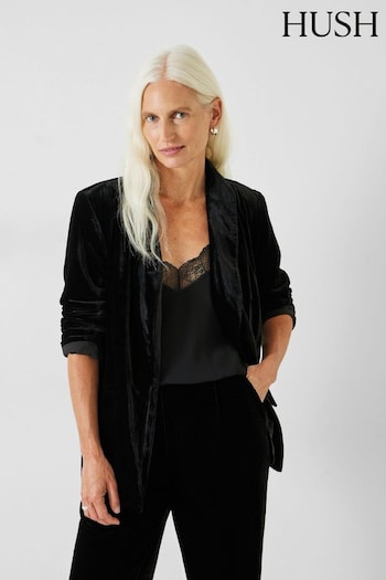 Hush Black Marina Velour Blazer (AP5461) | £75