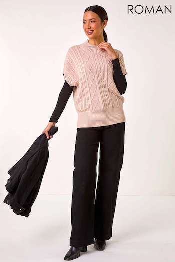 Roman Pink Cable Knit High Neck Vest (AP5773) | £40