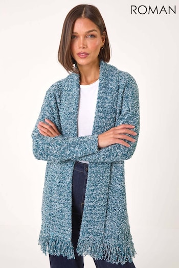 Roman Blue Textured Fringe Cardigan (AP6013) | £45