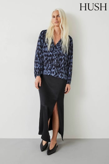 Hush Blue Mila Tie Neck Blouse (AP6501) | £40