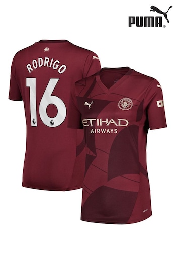 Puma Red Womens Manchester City Third Shirt 2024-25 Rodrigo 16 (AP6636) | £95