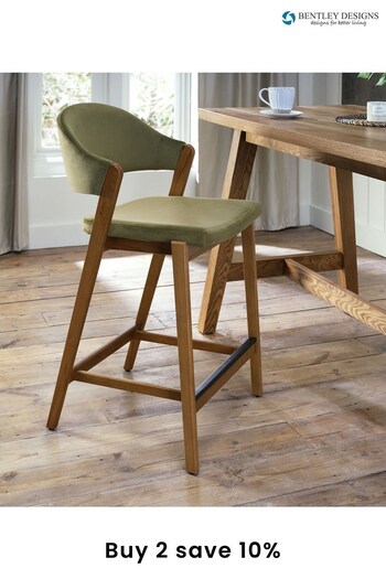 Bentley Designs Rustic Oak Cedar Camden Upholstered Bar Stool (AP6739) | £260