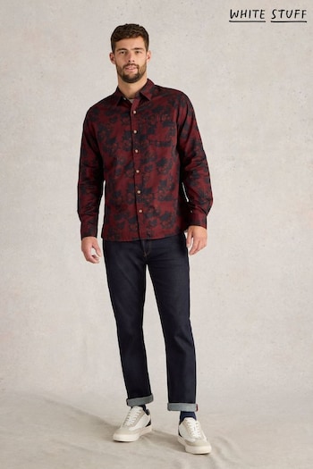 White Stuff Red 100% Organic Cotton Dark Floral Printed Shirt (AP7696) | £60