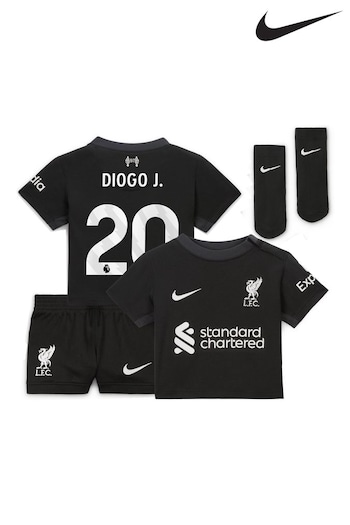 Nike Black Liverpool Away Stadium Mini Kit 2024-25 Infants Diogo J. 20 (AP8674) | £62