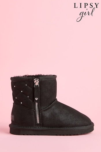 Lipsy Black Side Zip Quilted Panel Boots (AR0203) | £32 - £36