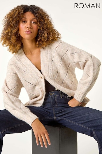 Roman Natural Stitch Detail Boucle Knit Cardigan (AR1527) | £40