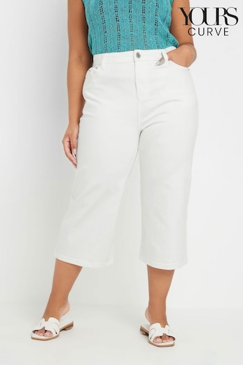 Yours Curve White Wide Leg Cropped Trousers (AR6669) | £31