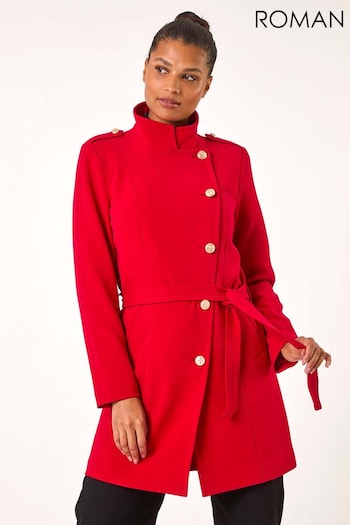 Roman Red Funnel Neck Buttoned Coat (AR7751) | £85