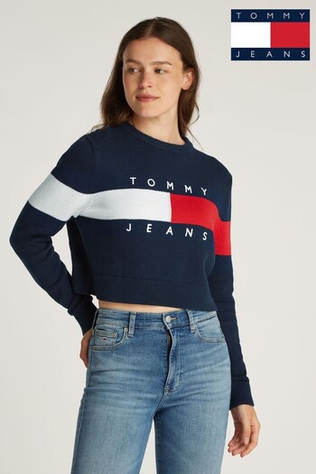 Tommy Jeans Blue Center Flag 100% Cotton Jumper (AR9840) | £80