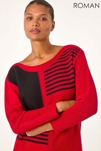 Roman Red Stripe Colour Block Jumper (AT0020) | £38