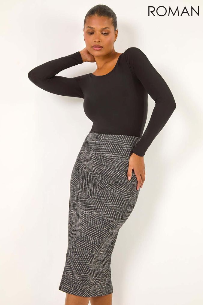 Women's black and white striped skirt best sale