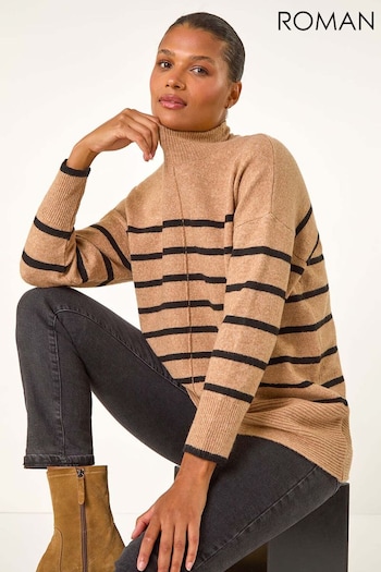 Roman Brown Relaxed Stripe Soft Knit Jumper (AT0045) | £40